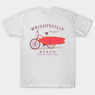 Wrightsville Beach, NC Summer Vacation Bike and Surfboard T-Shirt